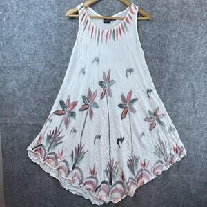 sr fashion dress SR Fashion Boho Womens Navy Blue Embroidered Short Sleeve Tunic Dress F/S